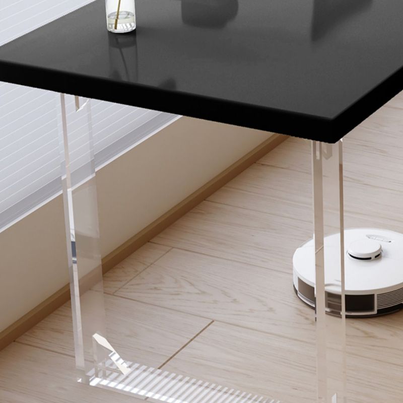 Casual Writing Desk with Easy Assembly, Scratch-proof Sleigh Base, Ink Pine Wood/Slate Top