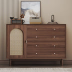 Trendy Raw Wood Wardrobe Chest Of Drawers with 4 Drawers, Hutch, 2 Interior Shelves, Horizontal