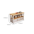 Modish Rectangle Kitchen Island with Exterior Shelving, Manufactured Wood Countertop, Open Storage, Double Sided Cabinet in Natural