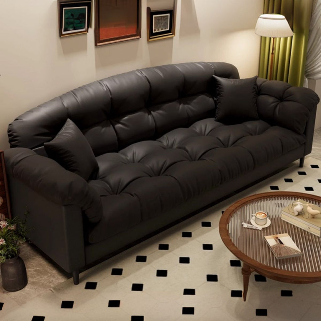 Modern Standard Sofa in Midnight Black/Dove Grey/White with Armrest