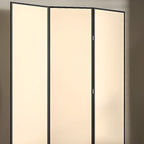 Minimalist Beige Screen Divider with Opaque Light Filtration, Fold-up Natural Wood Frame, and Independent Design