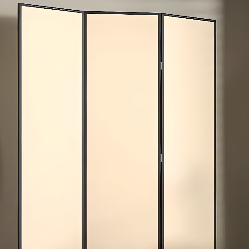 Minimalist Beige Screen Divider with Opaque Light Filtration, Fold-up Natural Wood Frame, and Independent Design