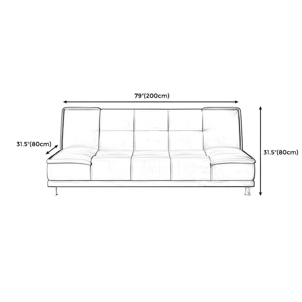 75"Modern Minimalist Armless Foldable Sleeper Leather Settee