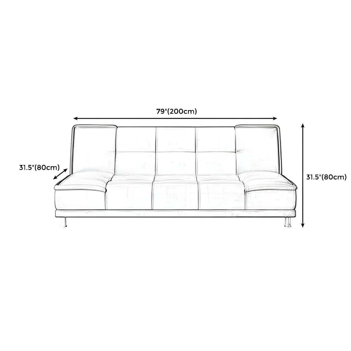 75"Modern Minimalist Armless Foldable Sleeper Leather Settee