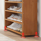 Art Deco Bambusa Rectangle Shoe Rack with Light Brown Finish, 3-6 Shelves for 11-30 Pairs in Drawing Room