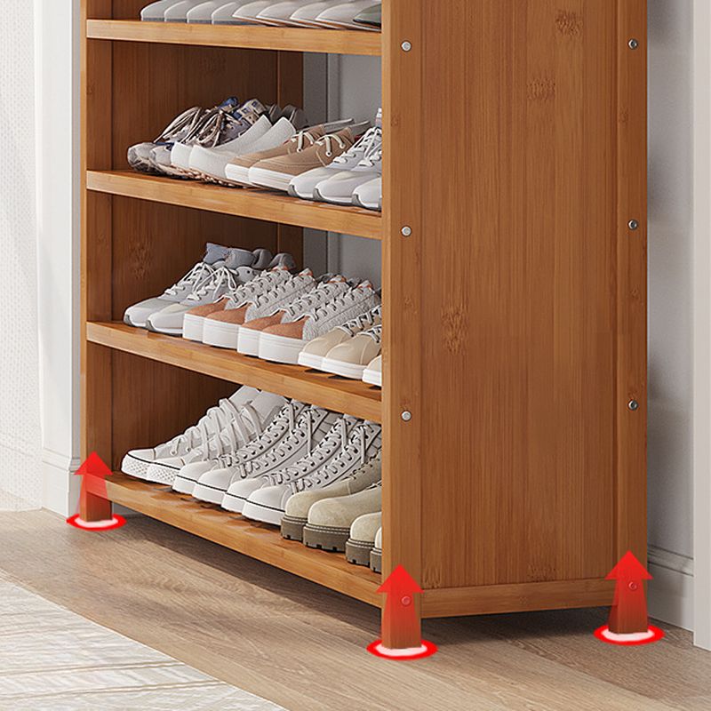 Art Deco Bambusa Rectangle Shoe Rack with Light Brown Finish, 3-6 Shelves for 11-30 Pairs in Drawing Room