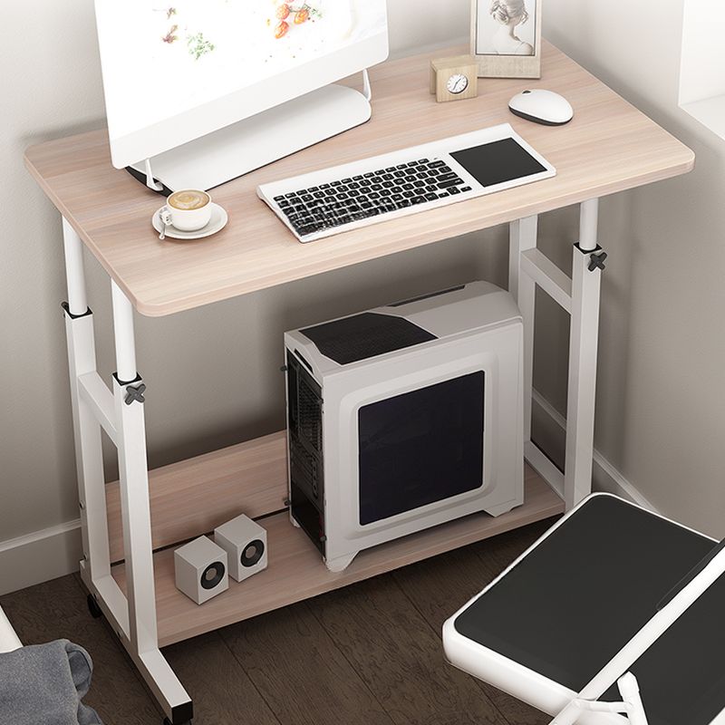 Trendy Engineered Wood Laptop Cart with Flexible Height, Casters, and Shelves