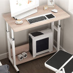 Trendy Engineered Wood Laptop Cart with Flexible Height, Casters, and Shelves