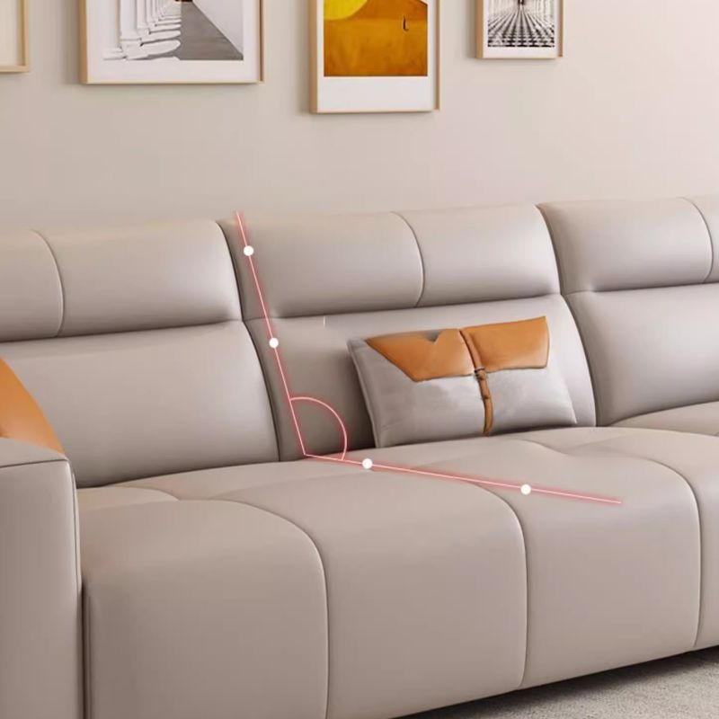 Modish Solid Color Stain Resistant Standard Sofa/Loveseat in Beige, Seats 7/6-Seater/5 Person with 3 Pillows
