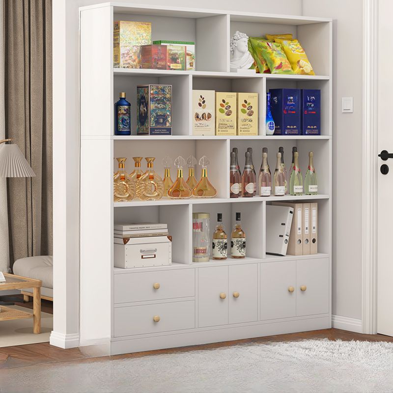 Sleek Wooden Cabinet Set with Receptacle Storage and Uncovered Storage