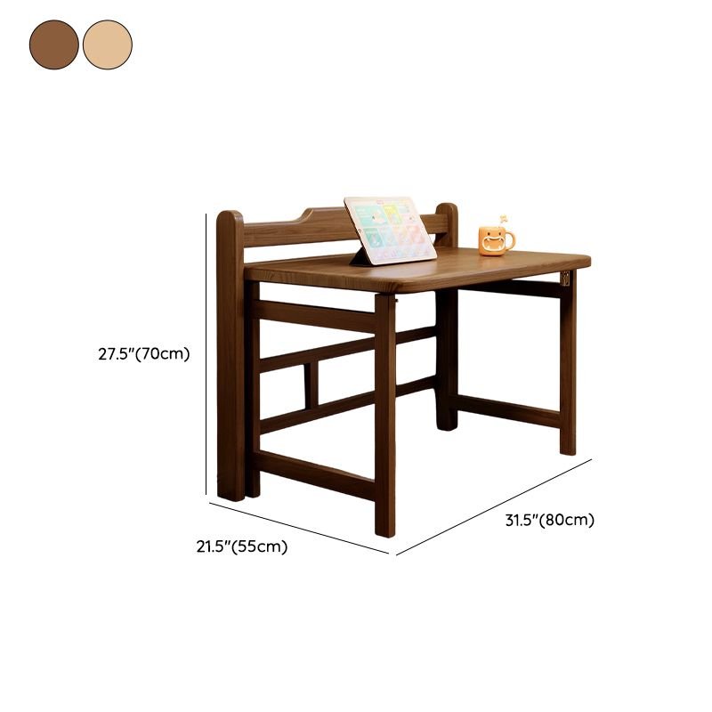 Modern Rectangular Auburn/Unfinished Natural Wood Compact Writing Table