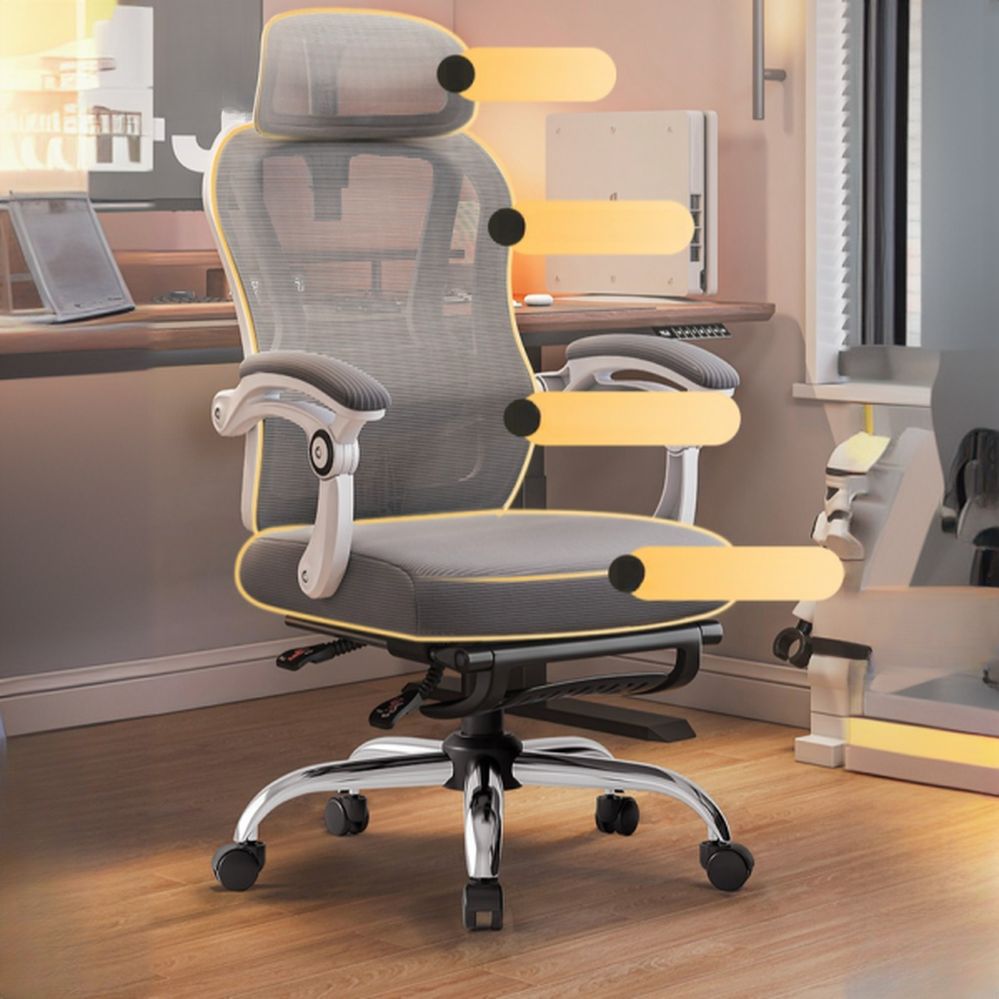 Multi-levelled Single Color Office Chair with Armrest, Wheels, Aluminum Frame, Lumbar Support, Tilt Available, and Glide Movement