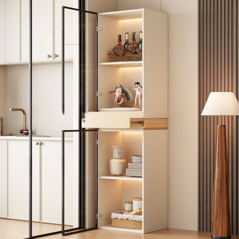 Rectangular Detached Accent Cabinet with Damp-proof, Scratch-immune Glazed Door in Chalk/Sepia and Soft Close Drawer