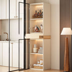 Rectangular Detached Accent Cabinet with Damp-proof, Scratch-immune Glazed Door in Chalk/Sepia and Soft Close Drawer