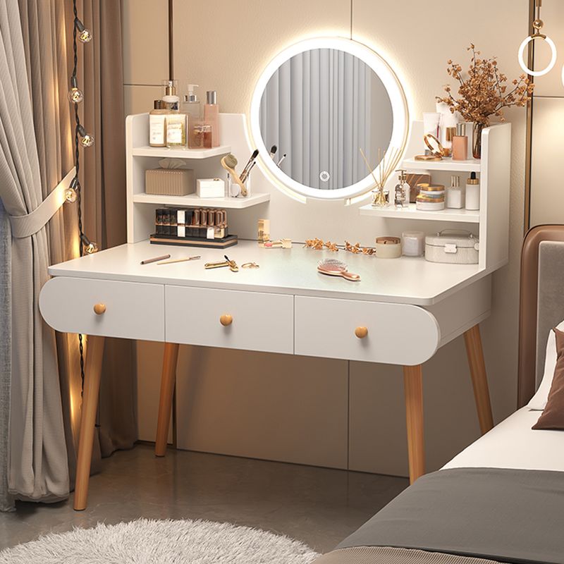 Modern Simple Style Standard Lumber Vanity Set with Mirror Lights & Drawers