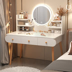 Modern Simple Style Standard Lumber Vanity Set with Mirror Lights & Drawers