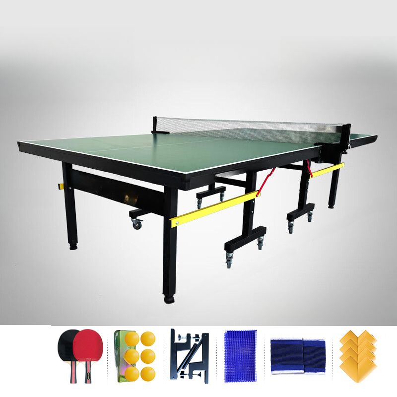 Versatile Ping Pong Table with Synthetic Laminate Top in Cerulean/Emerald Green for Indoor and Outdoor Use Including Table Tennis Paddle