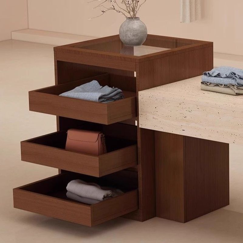 Display Table with Locker Feature, Rectangular Shape, Black/Sepia/Beige Base, Tempered Glass Top, 30 to 39 in Height, Unfinished Finish, and 20 to 29 in Desk Width