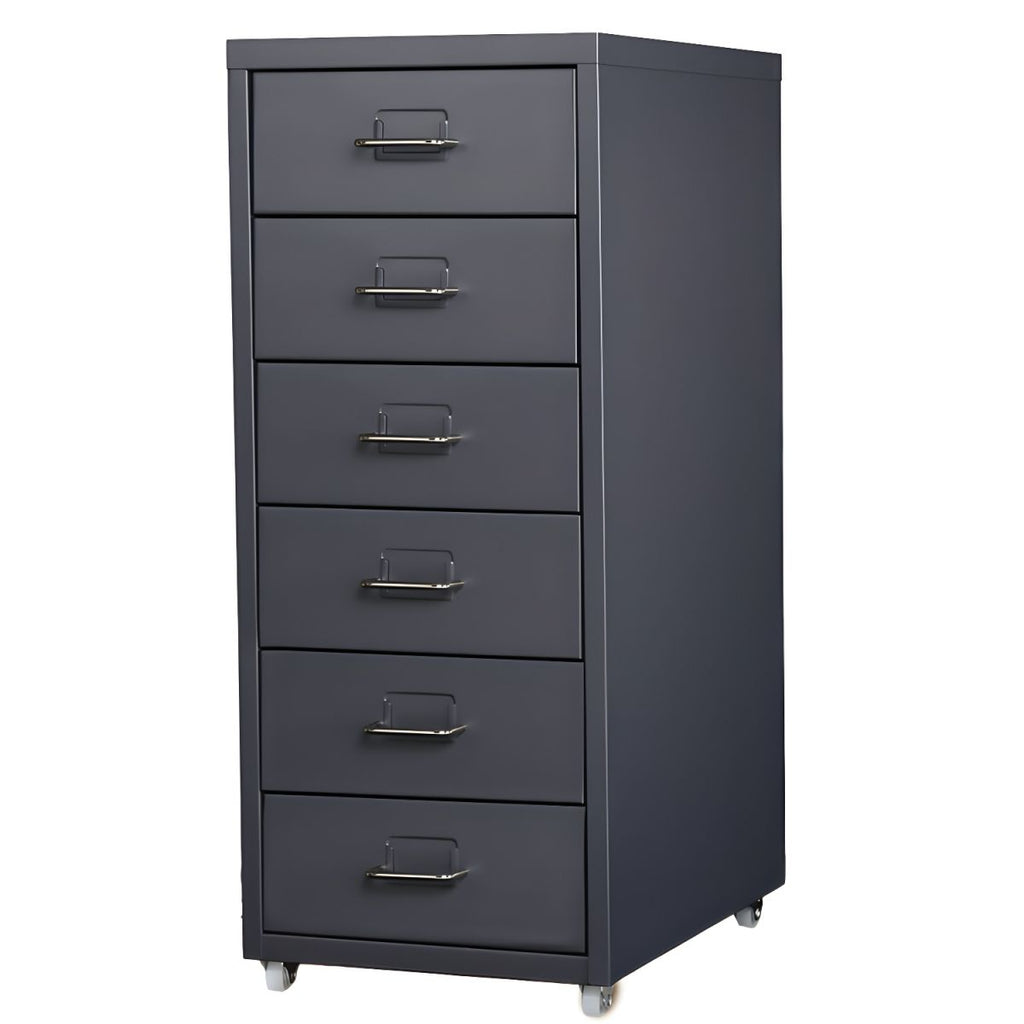 Compact Steel Filing Cabinet with Soft Close Drawers & Casters