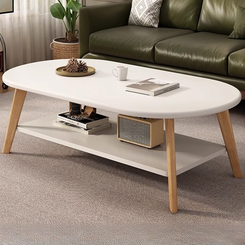 Oval Laminate Board Game Coffee Table with Stockroom and 1 Shelf