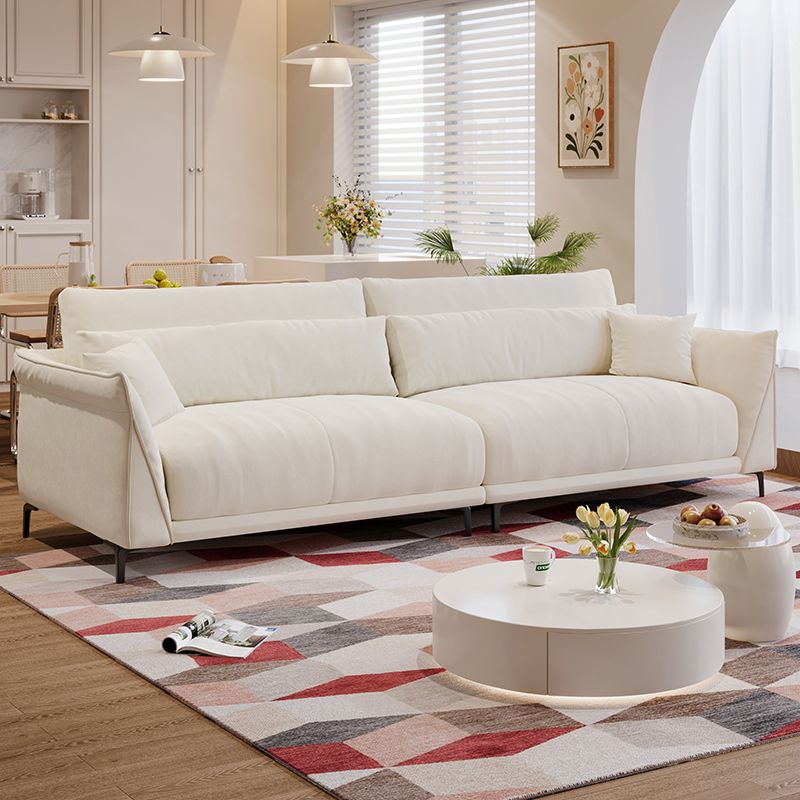 Drawing Room Standard Sofa in Pu Leather/Flannel with Blush/Mocha/Amber Color and Armrest