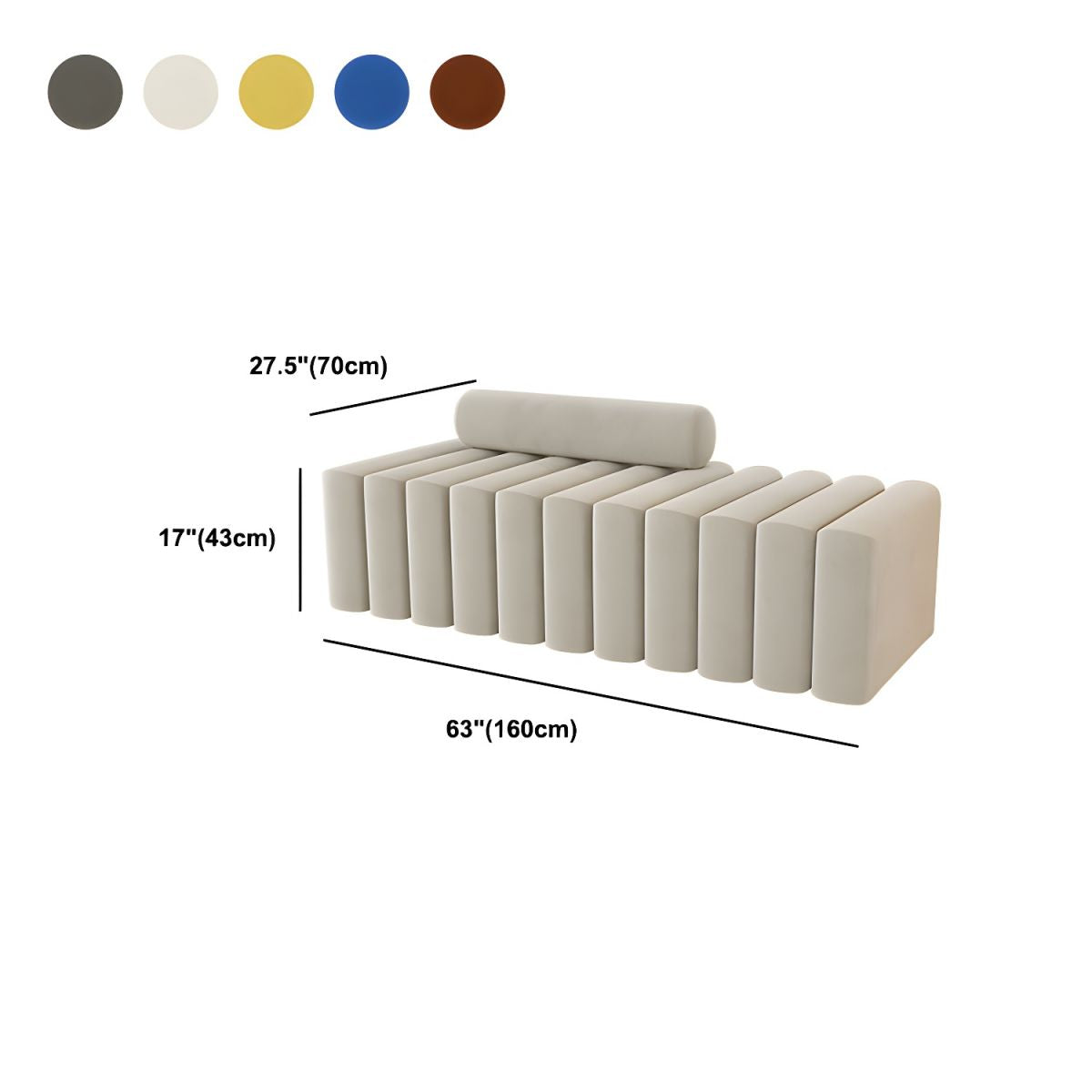 16.92" High Velvet Standard Sofa Contemporary Armless Sofa for Living Room