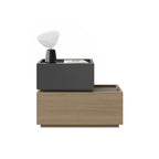 Art Deco Wood Nightstand with Drawer Storage, Small Size and Brown Finish