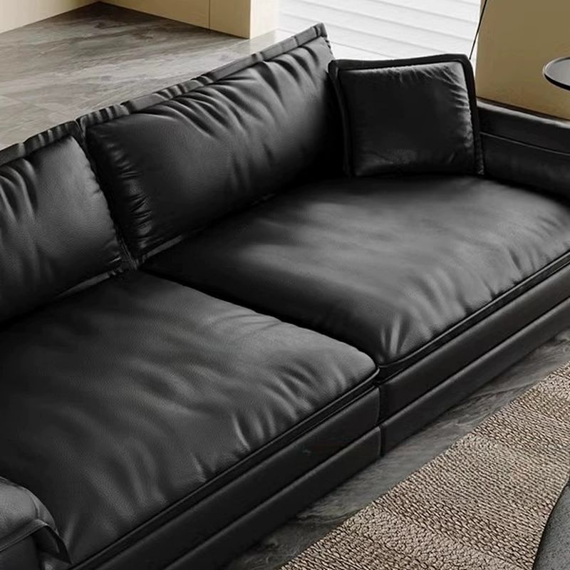Modish Solid Color Stain Resistant Standard/Single Sofa in Black for 4/3/5 Person with 2 Pillows
