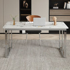 Easy Assembly Writing Desk with Heat Resistant Sleigh Base, Light Gray/Chalk Slate Top, Unattached with Foot Pad