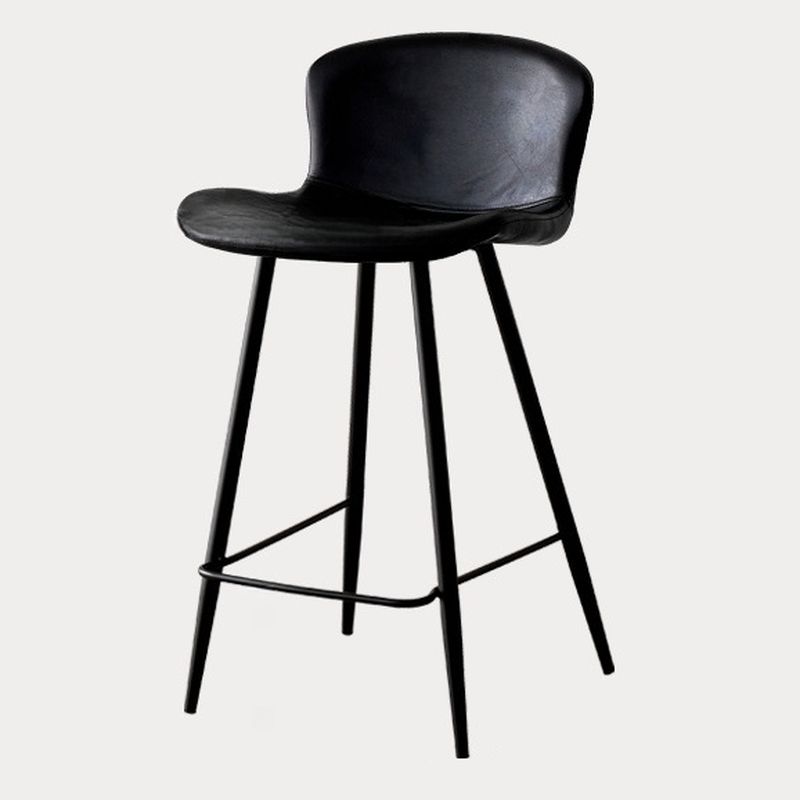 Casual Rawhide Bar Stools in Midnight Black/Jade Green/Caramel with Back Pail Seat and Leg Rest