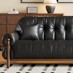 Modern Solid Color Tear Resistant Loveseat in Black/Auburn with 2 Pillows for 2-seater