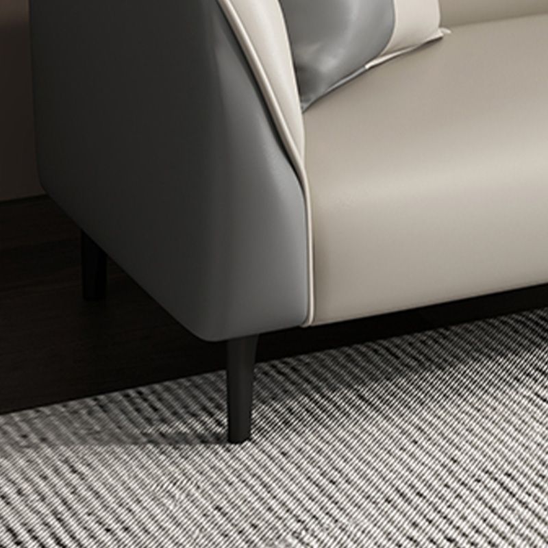 Contemporary Faux Leather Tuxedo Sofa with Water Resistant Design and Foam Seat Cushions
