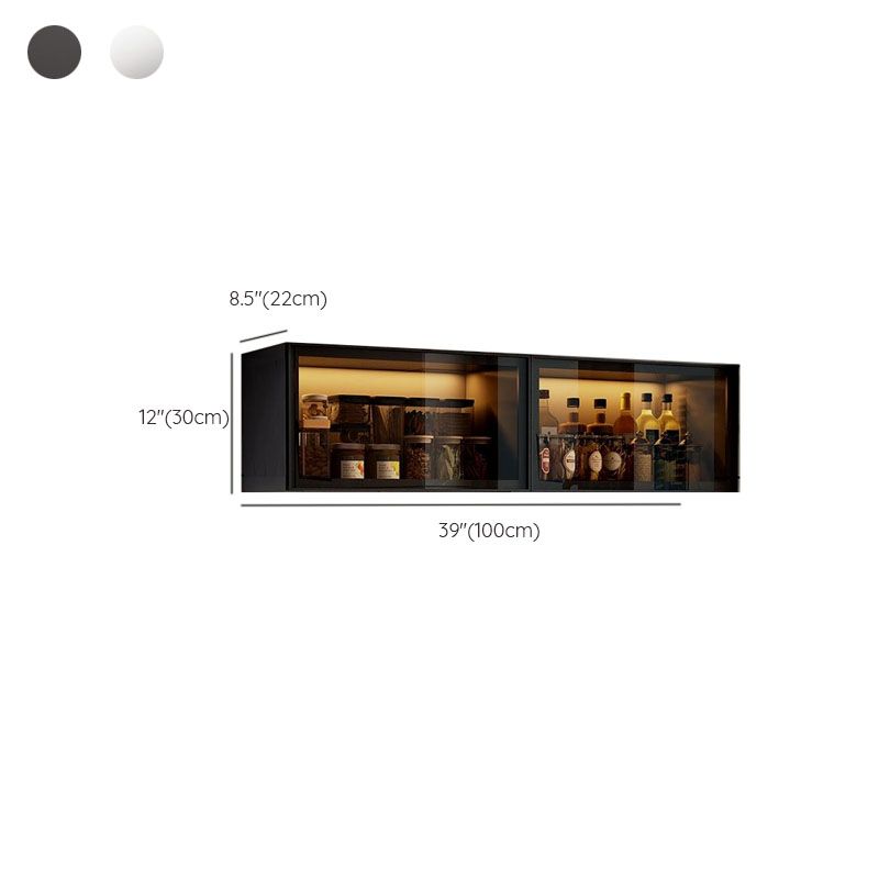 Modern Metal Wall Mount Above Fridge Cabinet with Repository