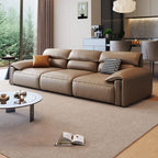Modish Solid Color Scratch-immune Standard Sofa/Single Sofa in Light Brown with Pillow Top Arm and 2 Pillows for 5 Person/4-seater/1 Person