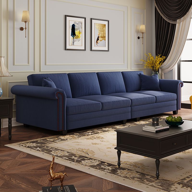 Drawing Room Standard Sofa in Light Gray/Navy Blue/Off-White with Armrest