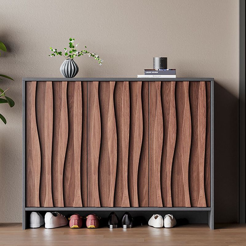 Manufactured Wood 4 Tiers Shoe Wardrobe with Shelf, Cabinet Door, Dustproof Cover, and Closed Back