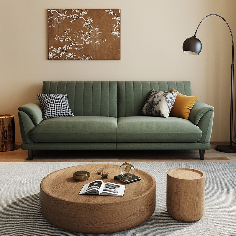 Modern Solid Color Scratch-defiant Standard Sofa in White/Sage PU with 4-seater/3-seater Capacity and 2 Pillows