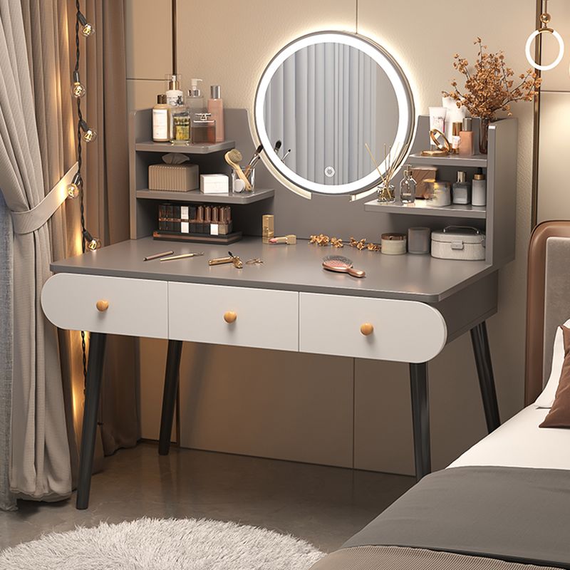Modern Simple Style Standard Lumber Vanity Set with Mirror Lights & Drawers