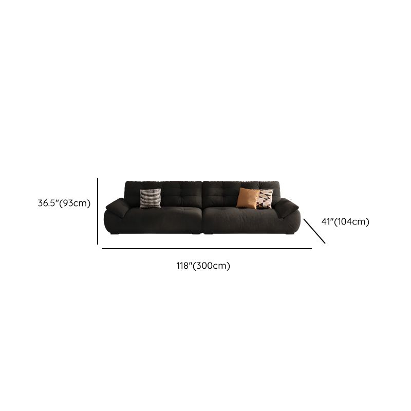 Standard Sofa in Midnight Black Soft-pile Fabric with 3 Pillows
