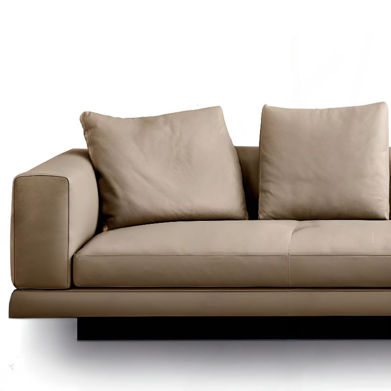 Contemporary Modern Solid Color Water Resistant Standard Sofa in Sepia for 5/4-seater with 5 Pillows/3 Pillows