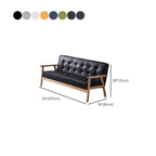 Contemporary Modern Solid Color Scratch-durable Standard Sofa in Midnight Black/Cerulean/Jade Green Pu Leather, Seats 3