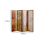 Tan Opaque Fold-up Screen Divider with 4 Panels, Double Sided Print, and Independent Design