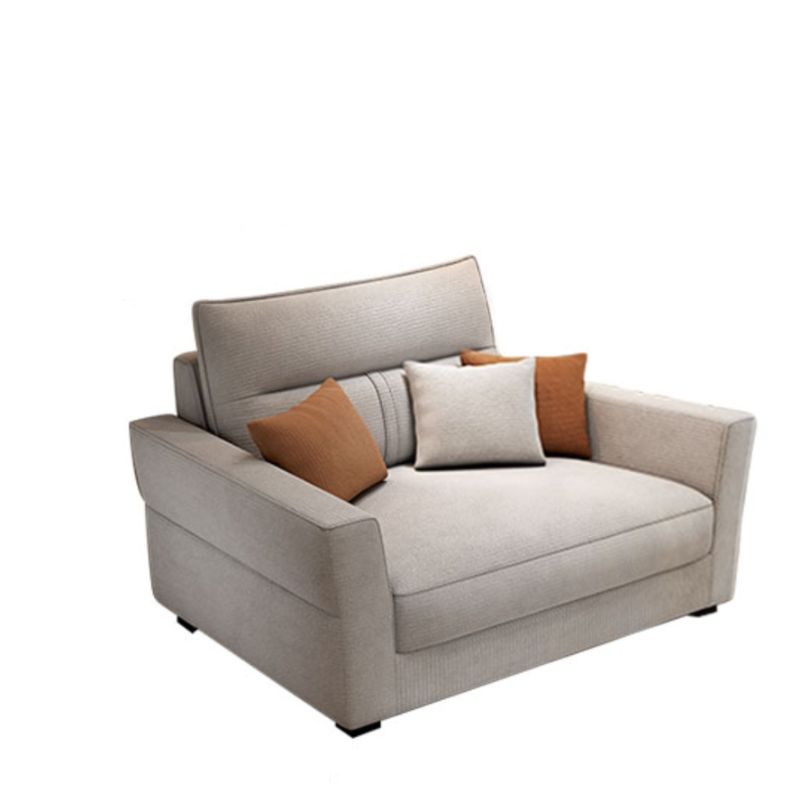 Standard Sofa/Single Sofa with Loose Back, Flannel Upholstery in Light Gray, Arm Included, 4/3 Pillows