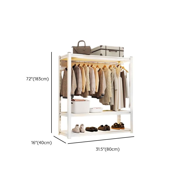 Chalk Contemporary Coat Rack with Receptacle, Steel Frame, and Shoe Storage