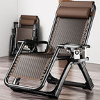 Trendy Brown/Grey/Black Solid Color Reclining Deck Chair with Metal Non Rocking Base and Locking Back Angle