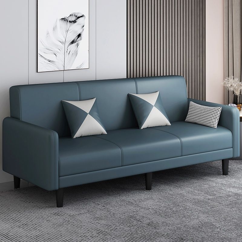 Trendy Solid Color Stain Resistant Standard Sofa in Grey/Cerulean/Beige with Arm, 4-seater/Seats 3 and 2 Pillows