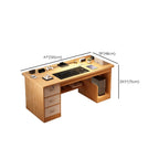 Dust Resistant Double Pedestal Desk with Drawers, Exterior Shelf, Keyboard Tray, and Manufactured Wood Top with Front Splash