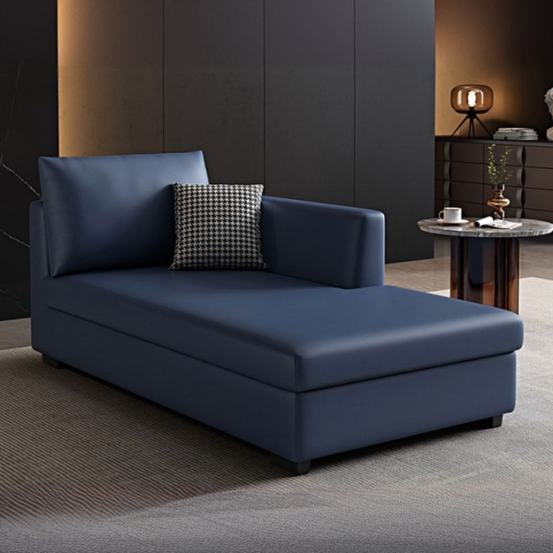 Modern Simple Style Chaise Chair for Bedroom with Solid Color in Light Gray, Butter Color, or Navy Blue, Featuring Left-Arm Chaise, Left Arm, Separable Cushions, and 2 Pillows