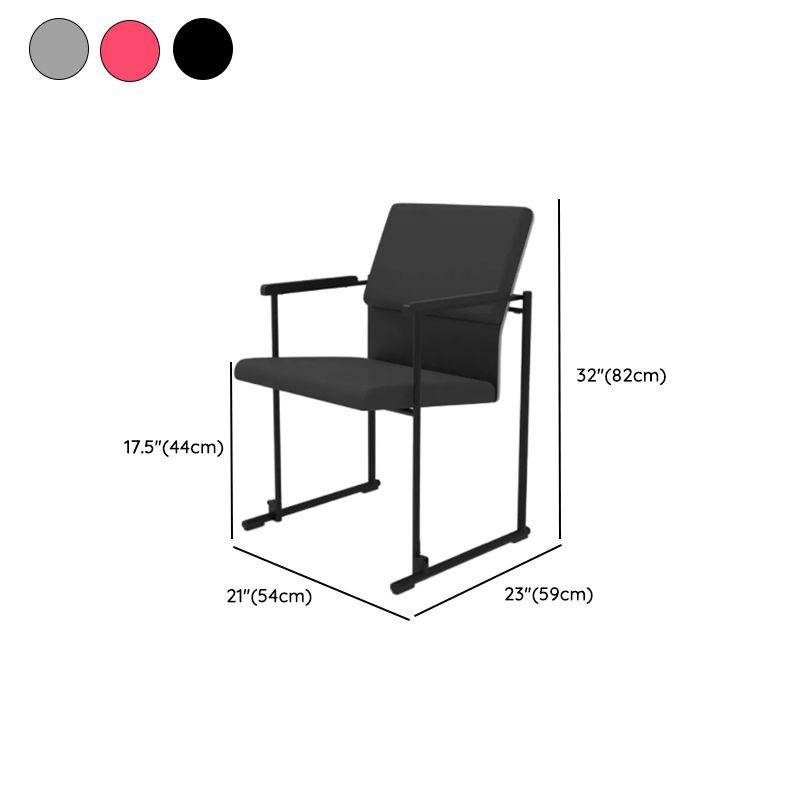 Contemporary Side Chair/Training Chair with Solid Back and Arms, Non-foldable Metal Frame for Tile Flooring