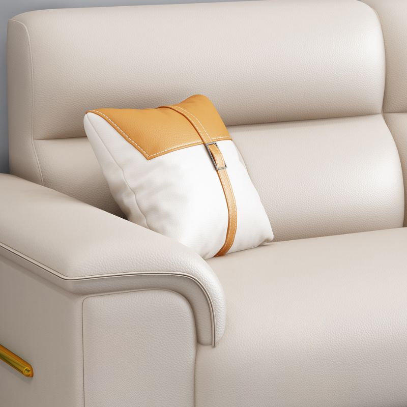 Contemporary Modern Solid Color Scratch-immune White Standard Sofa, 4-seater, 3, or 5, with 4, 3, or 5 Pillows